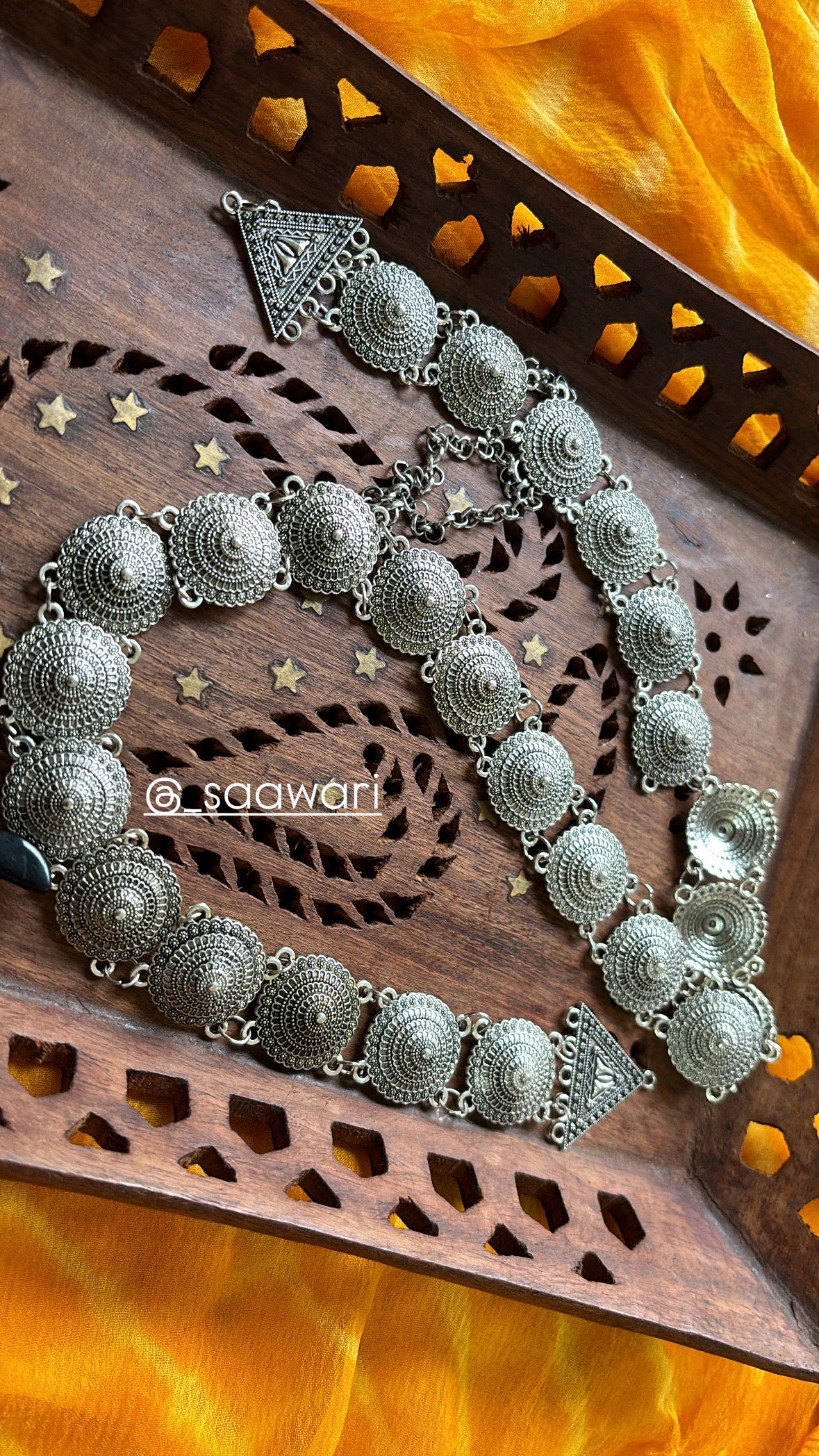 Saawari Oxidized Silver Tone Bohemian Choker Necklace