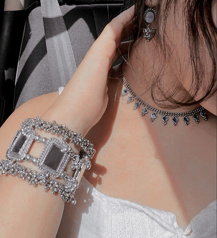 Heavy Oxidized Silver Garba Bangles